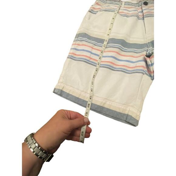 Arizona Jean Co Mens Shorts White, Blue/Red Stripes, size 34 pockets belt loop - Picture 8 of 12